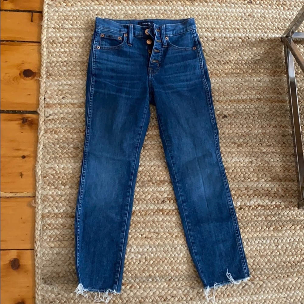 Jcrew button fly raw hem vintage straight jeans